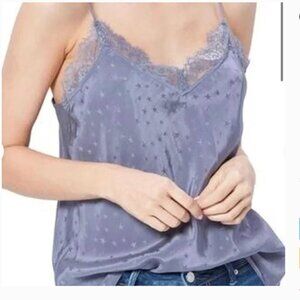 NWT - PAIGE - Cicely Star-print Cami With Lace - Size: Medium - 100% Silk